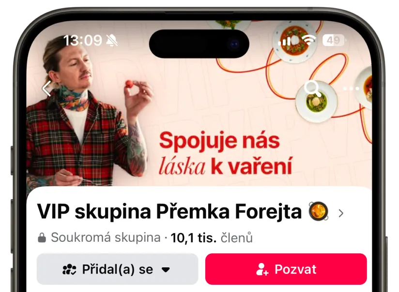 VIP skupina Přemka Forejta v aplikaci